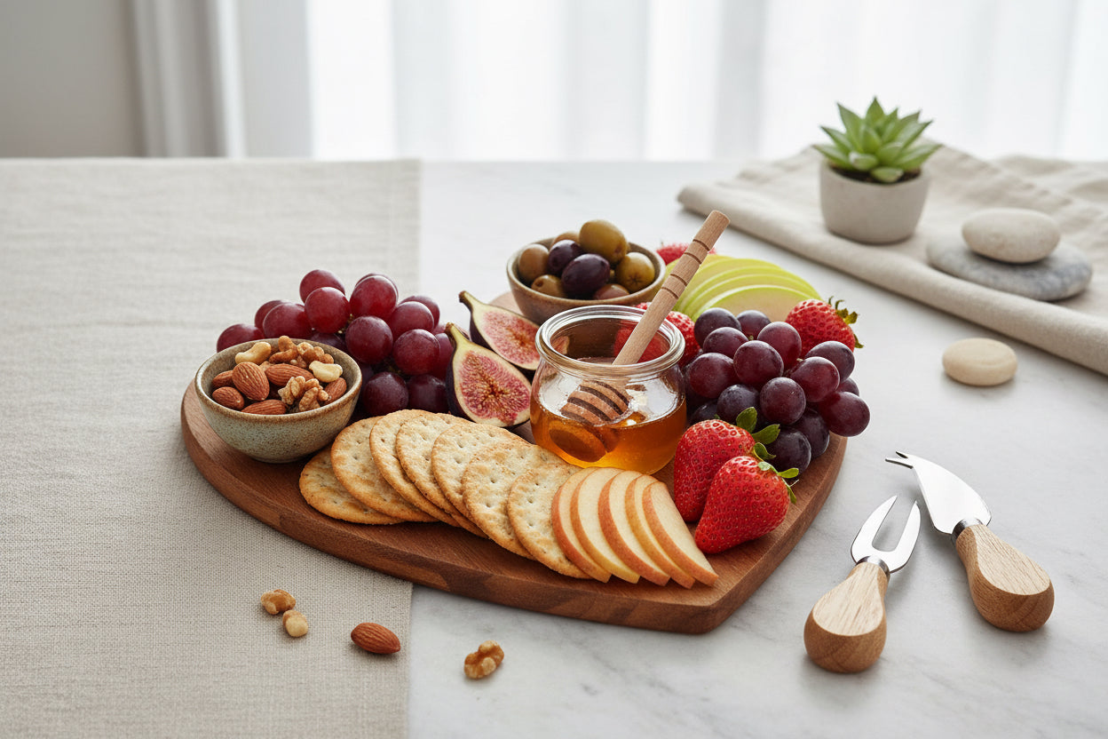 Mini Tagliere a Cuore in Legno con Coltello – Set Formaggi Elegante, Idea Regalo San Valentino