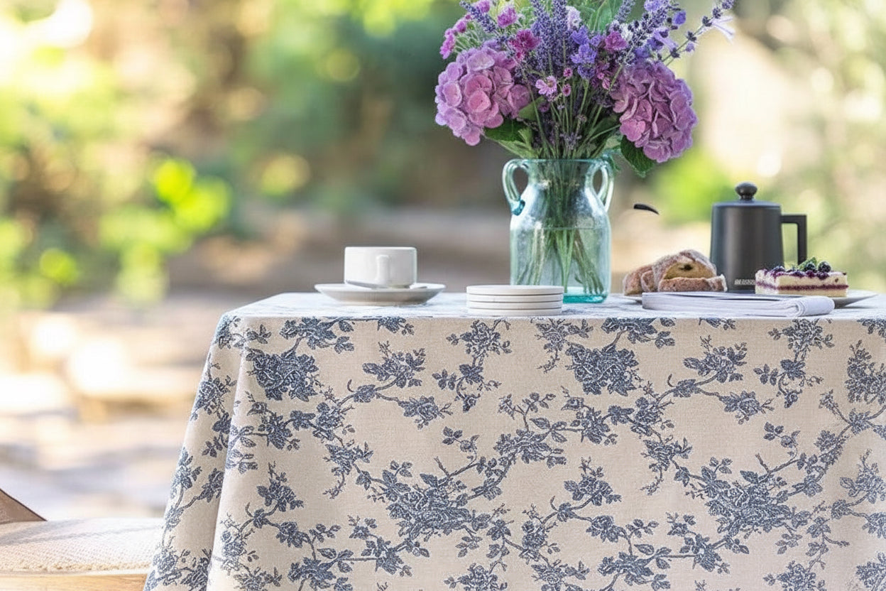 Tovaglia Rettangolare Floreale con Pizzo Decorativo – Eleganza per Tavola e Feste