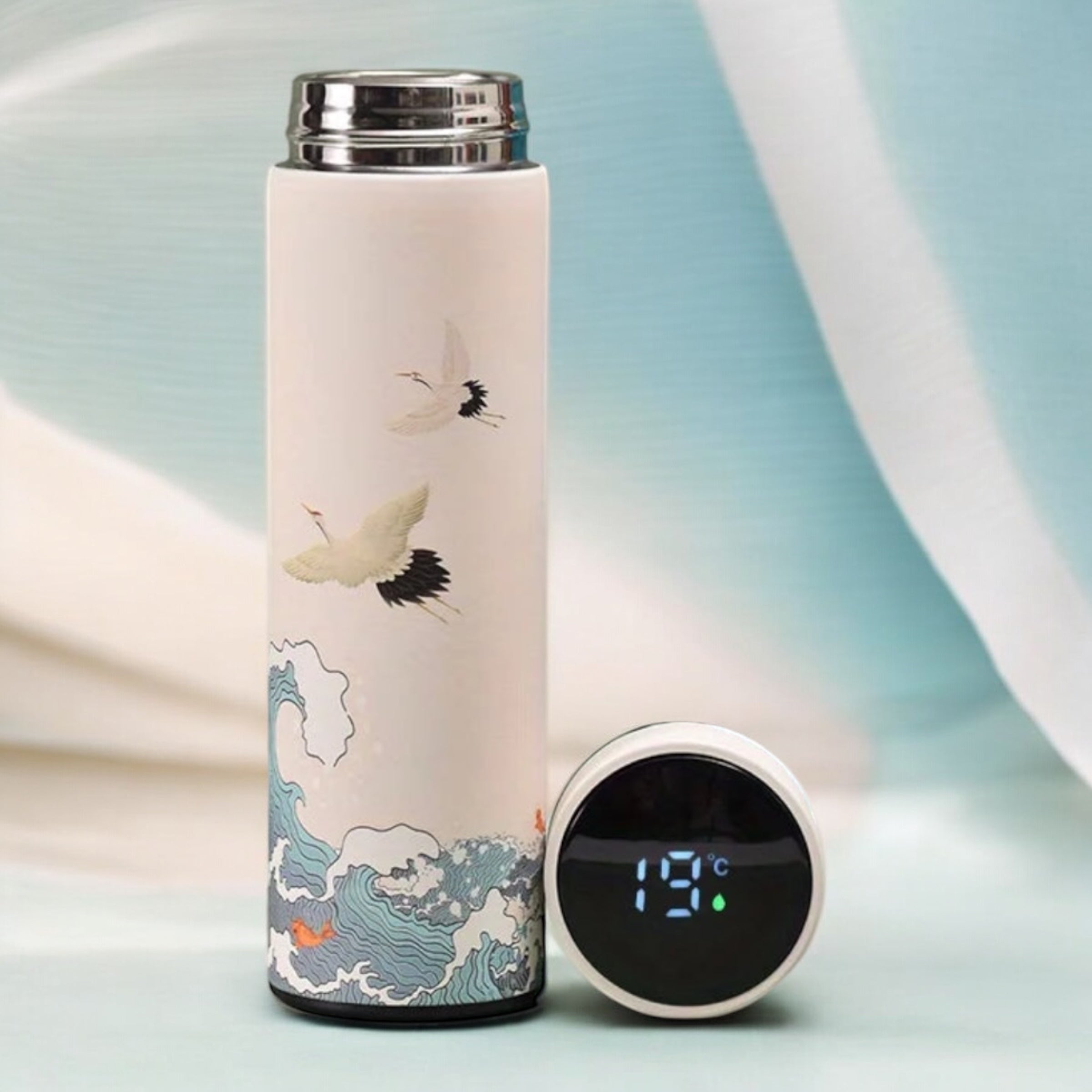 Borraccia termica in Acciaio inox stile cinese con Display Temperatura - Thermos Retrò isolante per bevande calde e fredde