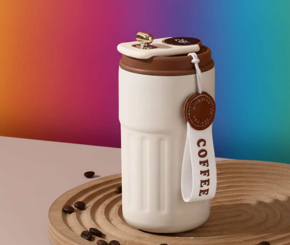 Tazza Termica da Viaggio in Acciaio inox , con Display LED, Antigoccia e Portatile, Idea Regalo