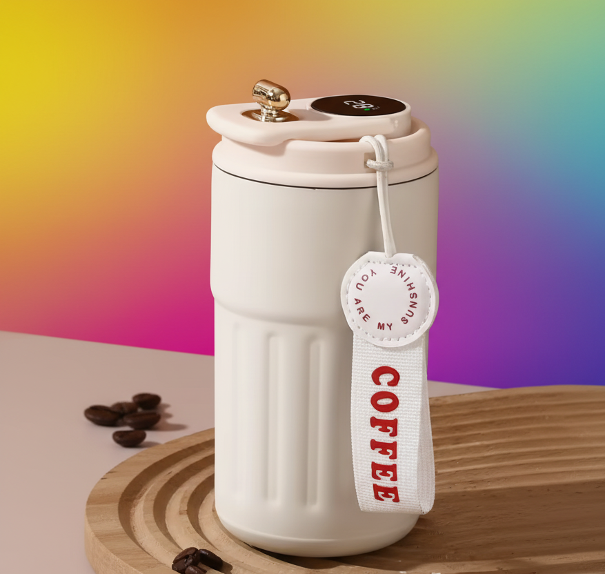 Tazza Termica da Viaggio in Acciaio inox , con Display LED, Antigoccia e Portatile, Idea Regalo