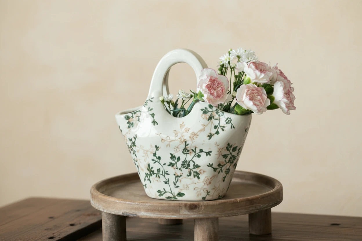 Vaso in Ceramica Stile Francese Retrò – Vaso Decorativo Pastorale per Fiori e Piante, Design Creativo per Soggiorno