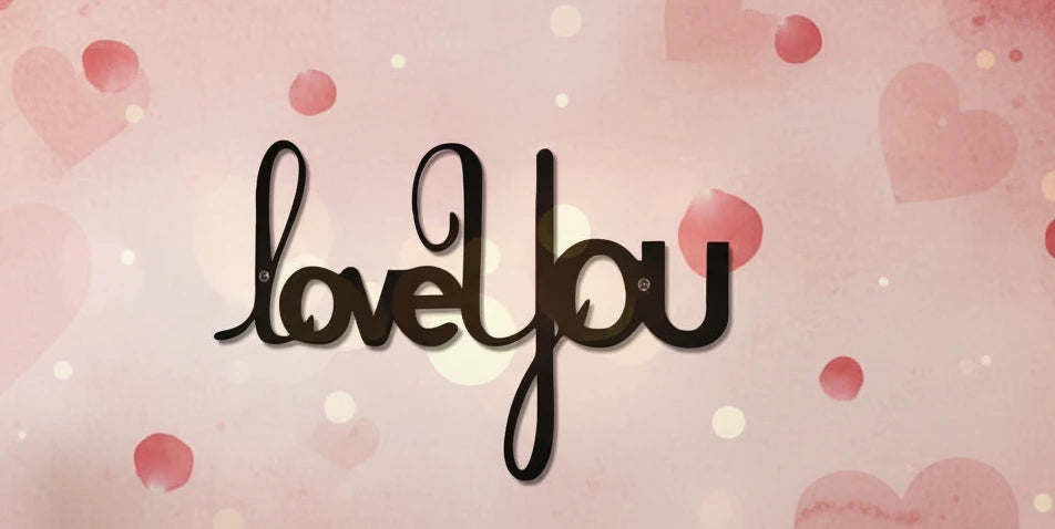 “LOVE YOU” Arte murale in metallo – Ornamenti decorativi minimalisti per la casa, cucina, bar e ufficio, insegne decorative da appendere, decorazione estetica per ambienti