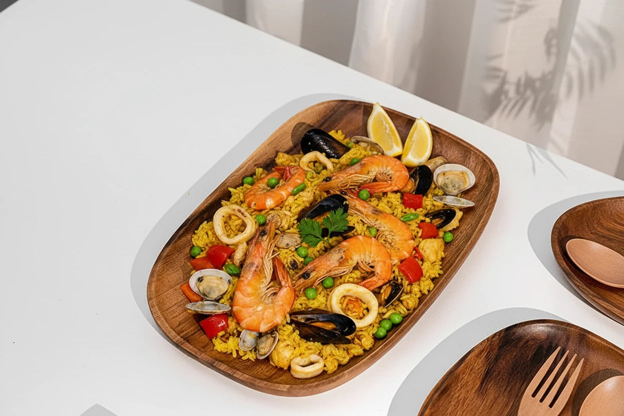 Piatti in Legno Massello Ovale Irregolare – Vassoio Portata Decorativo per Frutta, Sushi e Aperitivi