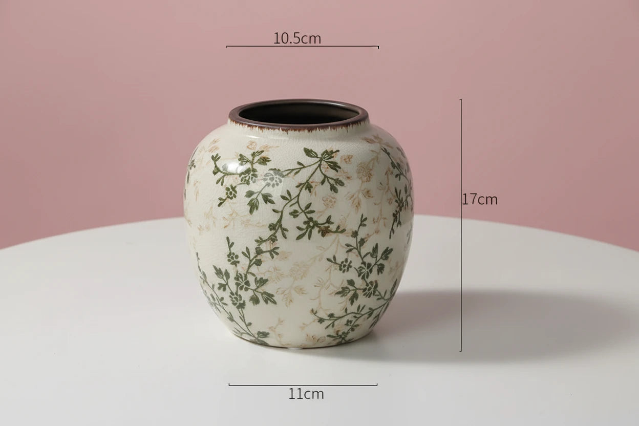 Vaso in Ceramica Stile Francese Retrò – Vaso Decorativo Pastorale per Fiori e Piante, Design Creativo per Soggiorno