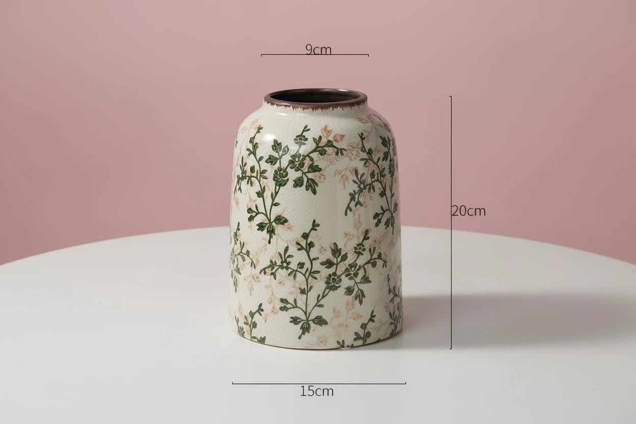 Vaso in Ceramica Stile Francese Retrò – Vaso Decorativo Pastorale per Fiori e Piante, Design Creativo per Soggiorno