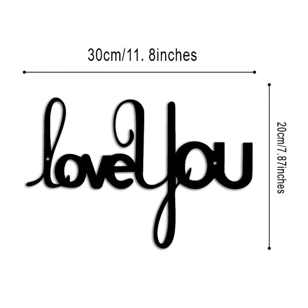 “LOVE YOU” Arte murale in metallo – Ornamenti decorativi minimalisti per la casa, cucina, bar e ufficio, insegne decorative da appendere, decorazione estetica per ambienti