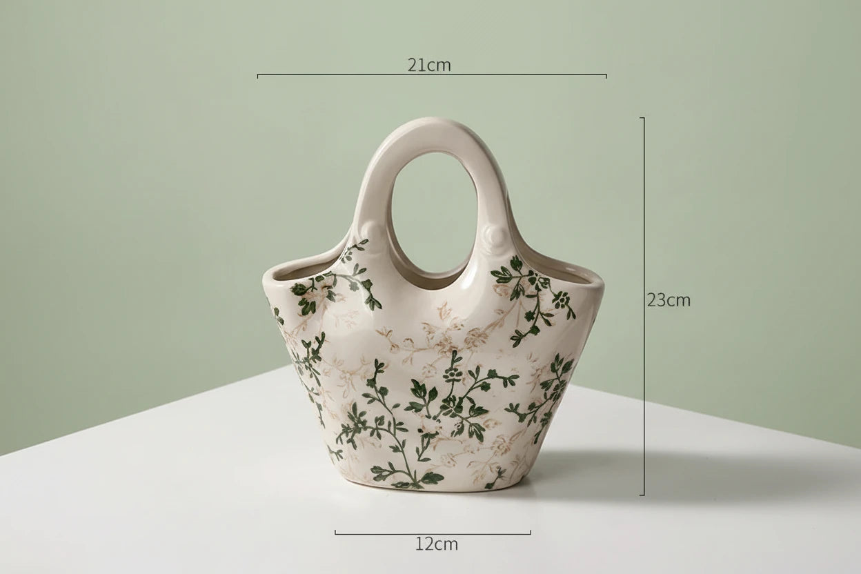 Vaso in Ceramica Stile Francese Retrò – Vaso Decorativo Pastorale per Fiori e Piante, Design Creativo per Soggiorno