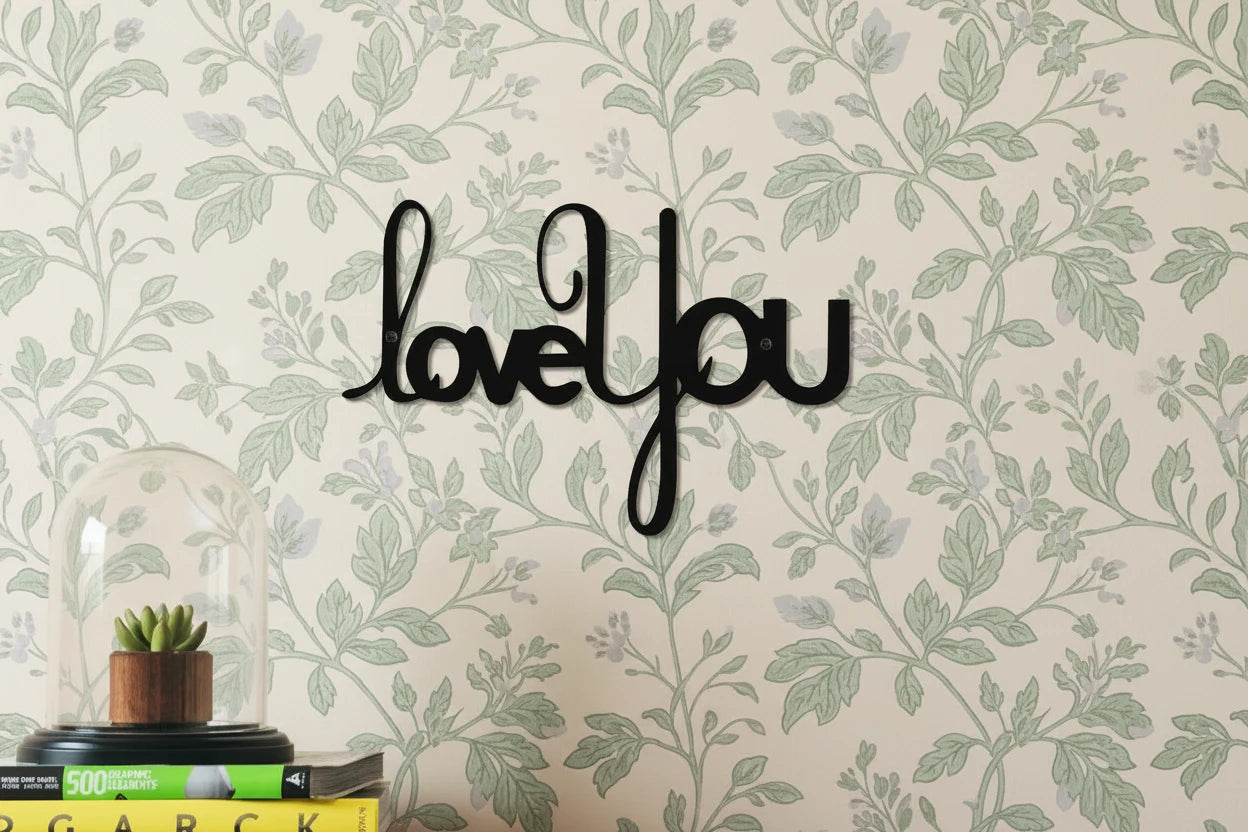 “LOVE YOU” Arte murale in metallo – Ornamenti decorativi minimalisti per la casa, cucina, bar e ufficio, insegne decorative da appendere, decorazione estetica per ambienti